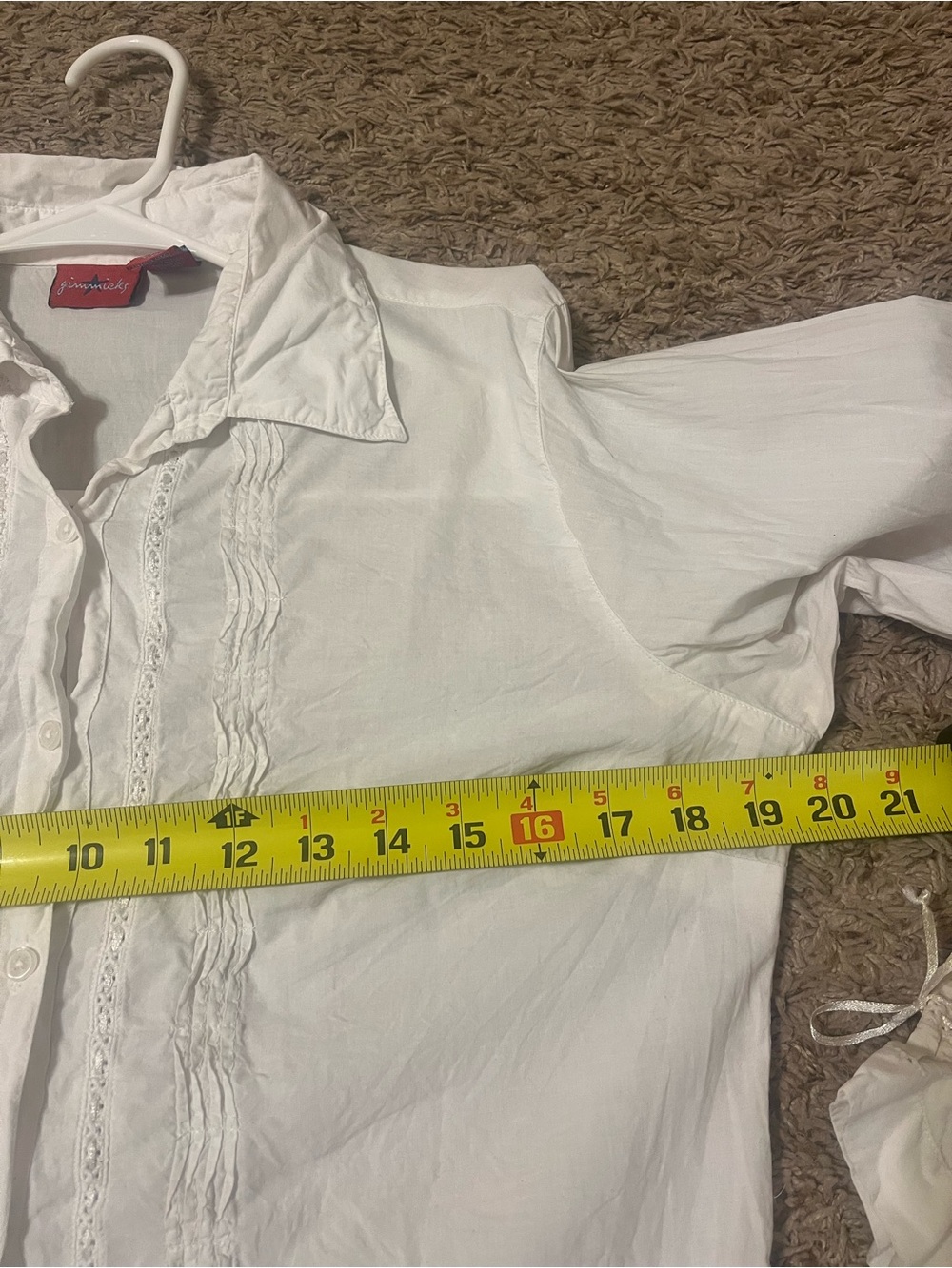 White Ruffled Button-Up Blouse - Picture 6 of 6